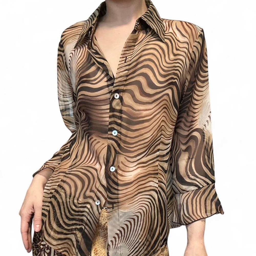 Nicole sheer animal print blouse